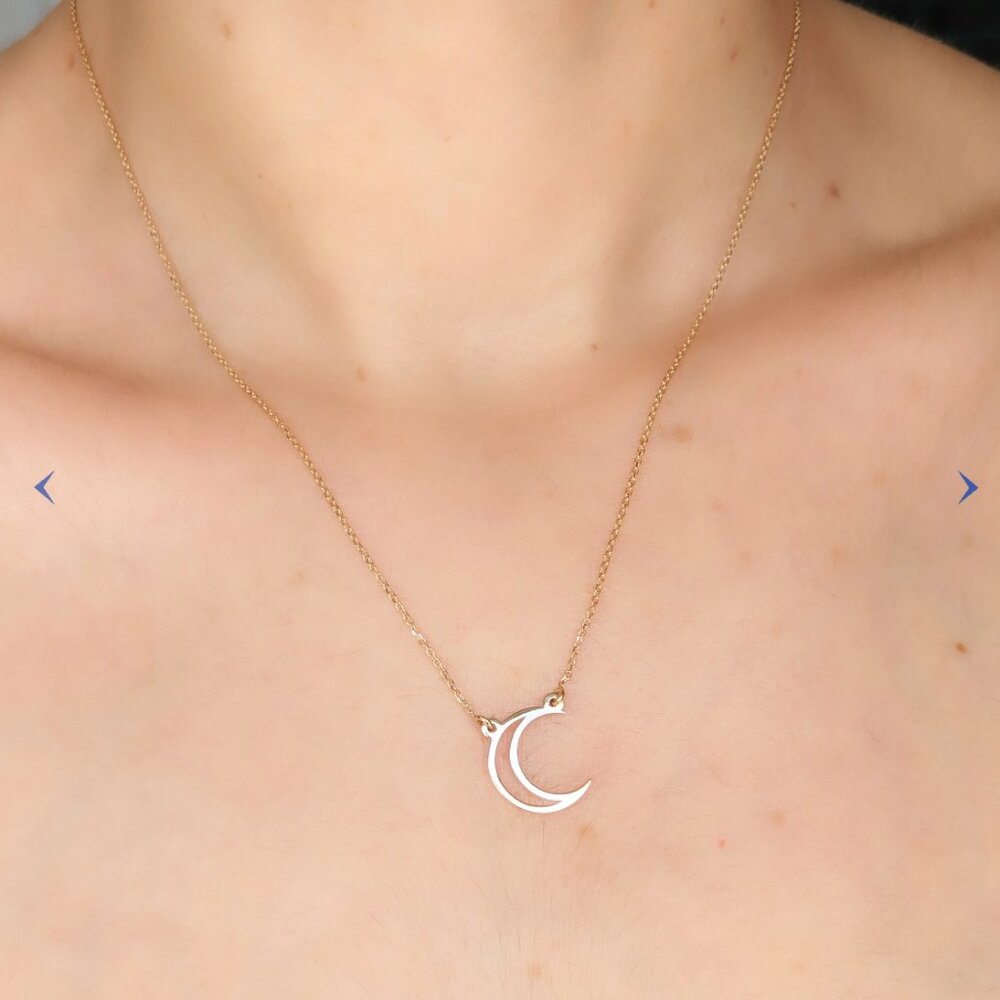 18k Gold Moon Necklace